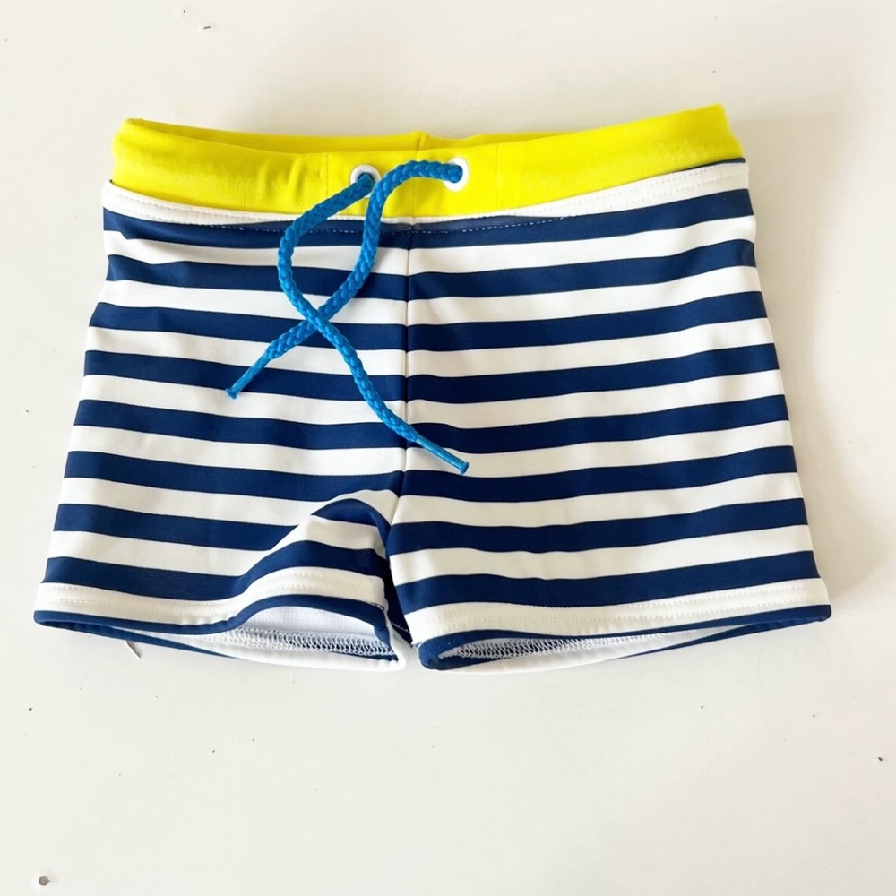 Mini Boden Striped Nautical Swim Shorts